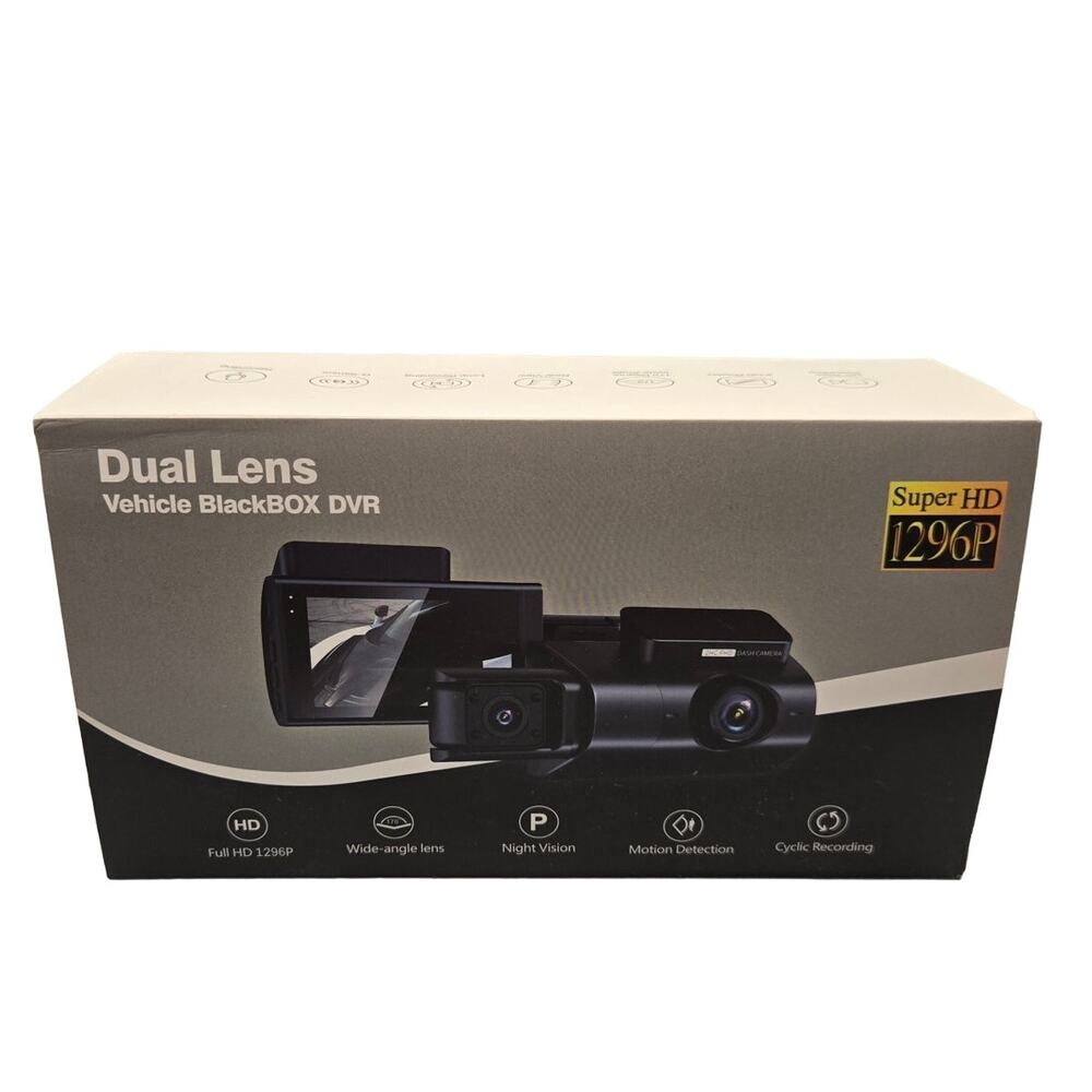 Dual Lens Vehicle BlackBOX DVR Super HD 1296p 360 Camera (New in Box)